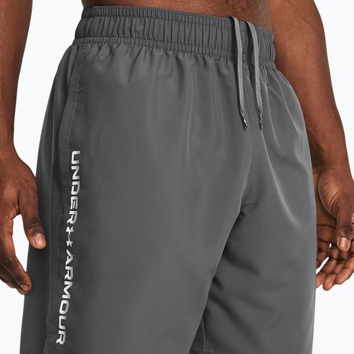 Pantaloncini da allenamento Under Armour Woven Wordmark castlerock/bianco da uomo