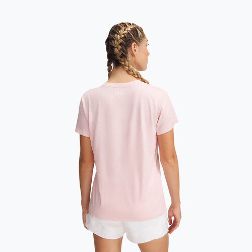 Maglietta da allenamento Under Armour Tech V-Twist prime rosa/bianco da donna