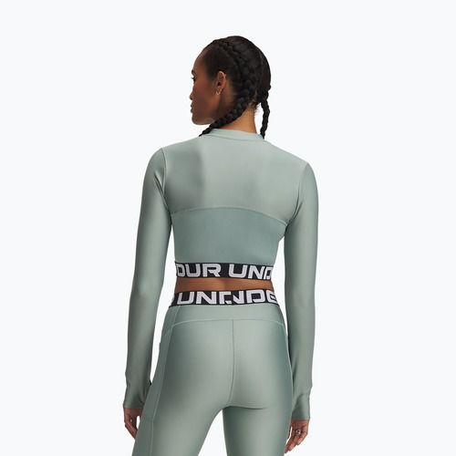 Top da allenamento Under Armour Heat Gear Rib 1/4 Zip verde silice/verde silice/bianco da donna