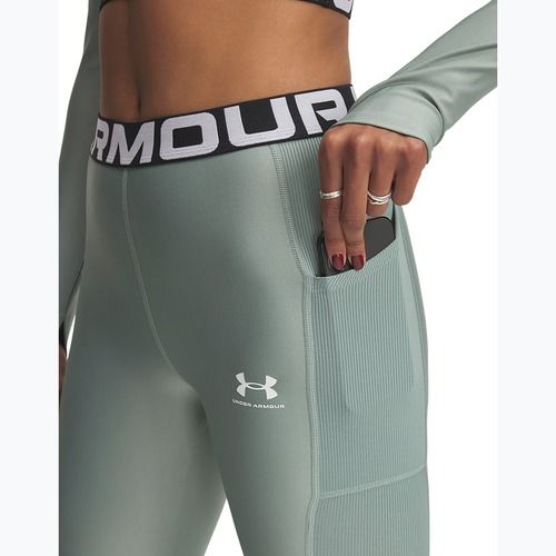 Leggings Under Armour HeatGear Rib verde silice/verde silice/bianco da donna