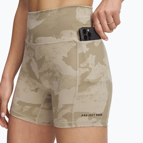 Pantaloncini da allenamento Under Armour Project Rock middy city cachi/nero da donna