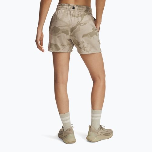 Pantaloncini Under Armour Project Rock Terry da donna city khaki / iper verde