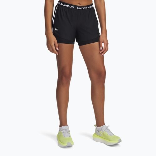 Pantaloncini da allenamento Under Armour Tech Play Up 2in1 nero / nero / bianco da donna