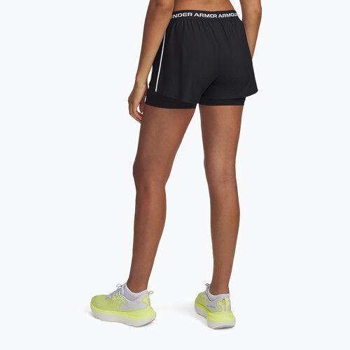 Pantaloncini da allenamento Under Armour Tech Play Up 2in1 nero / nero / bianco da donna