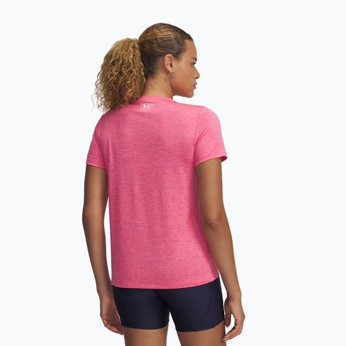 Maglietta da allenamento Under Armour Tech C-Twist donna super rosa/bianco