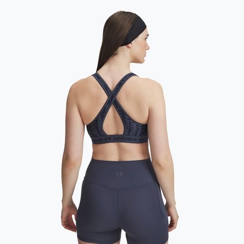 Reggiseno da allenamento Under Armour Crossback Mid Print grigio acquazzone/marino notte/marino notte
