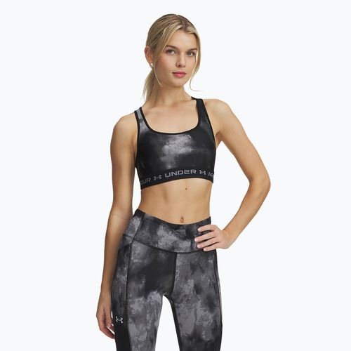 Reggiseno da allenamento Under Armour Crossback Mid Print nero/grigio titanio/grigio titanio