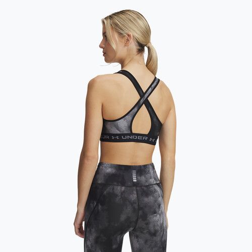 Reggiseno da allenamento Under Armour Crossback Mid Print nero/grigio titanio/grigio titanio