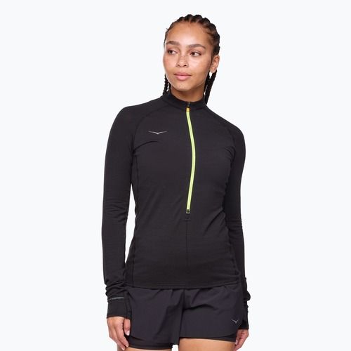 Maniche lunghe da corsa da donna HOKA BaseZip Long Sleeve nero