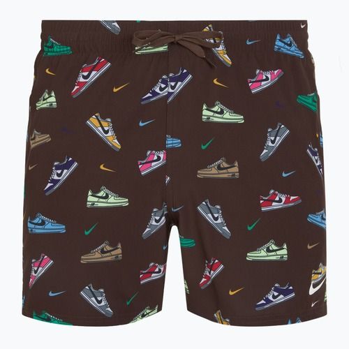 Pantaloncini da bagno Nike Multi Print 5" Volley da uomo, marrone barocco