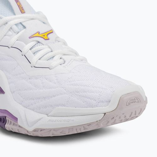 Scarpa da pallamano Mizuno Wav Stealth Neo 2 bianco / marina peonia / pesca parfait