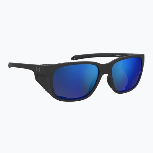 Occhiali da sole Under Armour Glacial nero opaco/grigio blu a specchio argento polarizzati da uomo o
