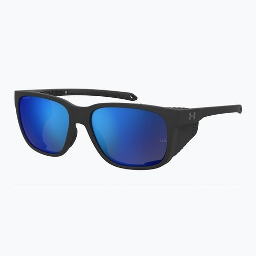 Occhiali da sole Under Armour Glacial nero opaco/grigio blu a specchio argento polarizzati da uomo o