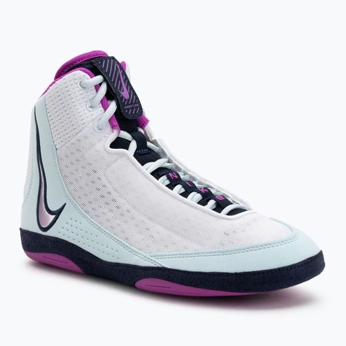 Nike Inflict 4 scarpa da wrestling bianco / ipervioletto / blu ghiacciaio / ossidiana