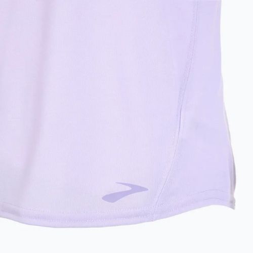 Maglietta da corsa Brooks Distance Graphic LS da donna, color viola erica, con strisce e striscette