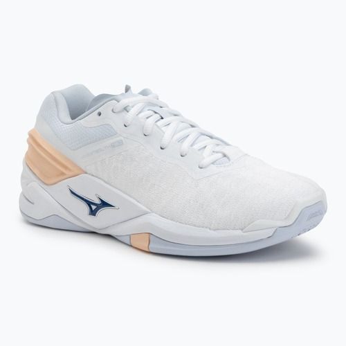 Scarpe da pallamano da donna Mizuno Wave Stealth Neo bianco/navy peonia/pesca parfait