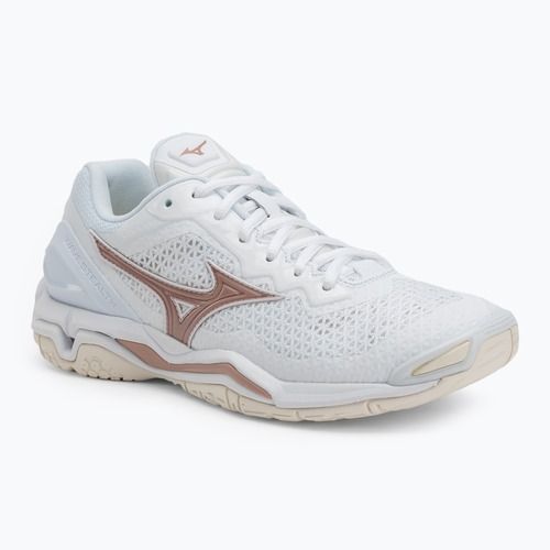 Scarpe da pallamano da donna Mizuno Wave Stealth V bianco/rosa/bianco neve