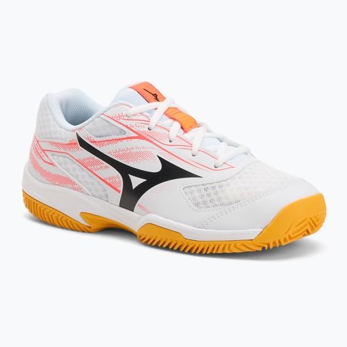 Scarpe da tennis per bambini Mizuno Break Shot 5 Jr CC bianco/calipso coral/citrus