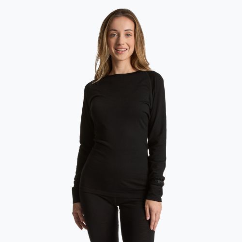 Felpa termica da donna WOOLCANO 100% Merino TOP0541 nero