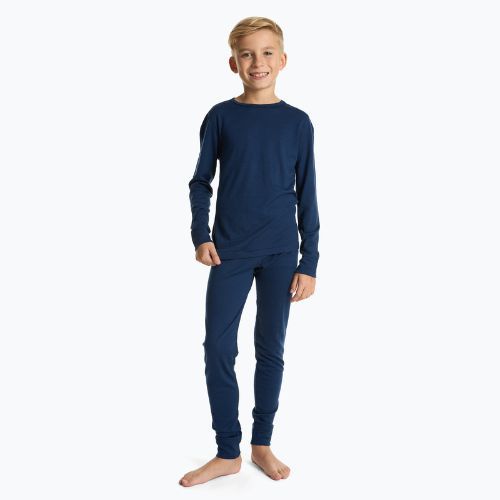 Set di biancheria intima termica per bambini WOOLCANO Merino 100% SET0683 blu navy