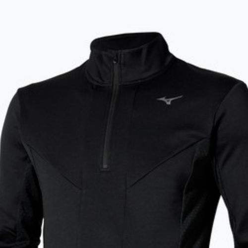 Felpa da running Mizuno Active Warm Half Zip uomo nero