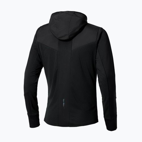 Giacca da corsa Mizuno Warmalite Hybrid da uomo con cappuccio e zip intera nero