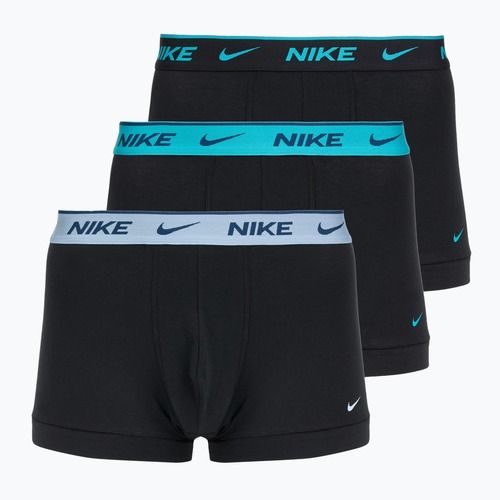 Boxer da uomo Nike Everyday Cotton Stretch Trunk 3 paia nero blu chiaro/cactus polveroso/nero in vita