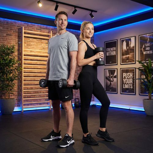 Manubrio in ghisa rivestito in gomma XTREXO Pro 16 kg black