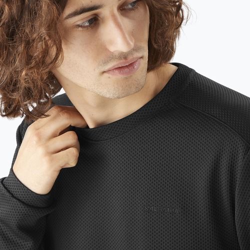 Felpa da trekking uomo Salomon Motomesh Crewneck nero profondo