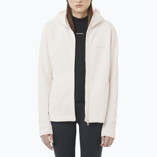 Felpa con cappuccio Salomon Outline Warm Fleece da donna, colore bianco whisper