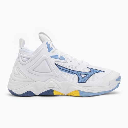 Scarpe da pallavolo Mizuno Wave Momentum 3 Mid bianche/blu bellwether/blu belair