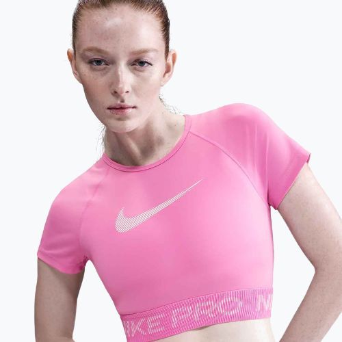 Nike Pro Dri-Fit Graphic Cropped giocoso top da allenamento rosa/spugna rosa/bianco da donna