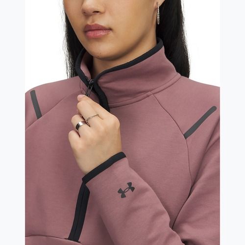 Felpa da allenamento donna Under Armour Unstoppable Fleece HZ maroon mist/black