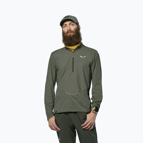 Maglia a manica lunga da uomo Salewa Pedroc Dry Wind Half Zip Tee faded green