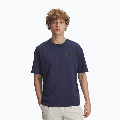 Maglietta da uomo Under Armour Woven Label Heavyweight washed navy/black