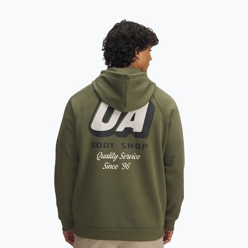 Felpa da uomo Under Armour Rival Fleece HBR Logo Hoodie marine da green/stone
