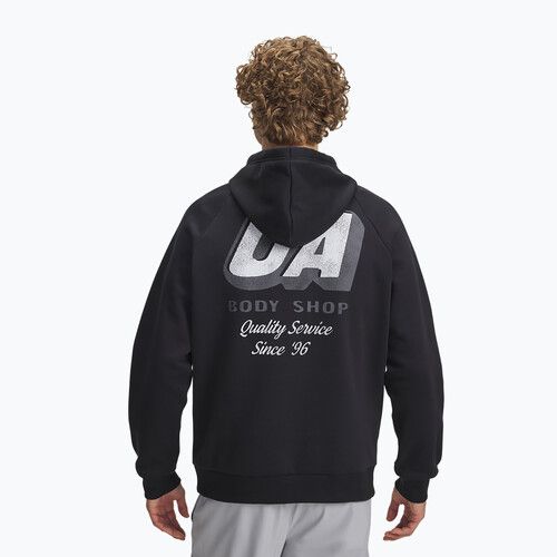 Felpa da uomo Under Armour Rival Fleece HBR Logo Hoodie nero/bianco