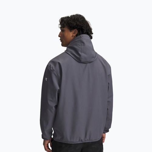 Felpa da uomo Under Armour Unstoppable Woven Hoodie Castlerock/White