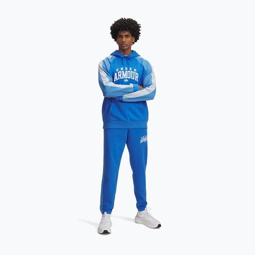 Pantaloni da allenamento uomo Under Armour Rival Fleece Colorblock blue atlantis/blue calm/white