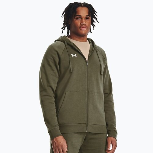 Felpa uomo Under Armour Rival Fleece FZ Hoodie navy dd green/white