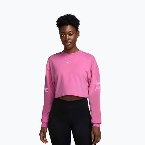 Felpa da allenamento donna Nike Pro Dri-Fit Oversize girocollo playful pink/pink foam/white