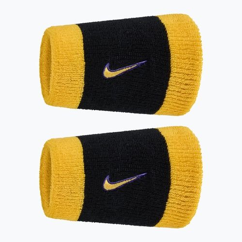 Fasce da polso Nike Swoosh Classic Doublewide Wristbands 2 pezzi black/court purple university gold