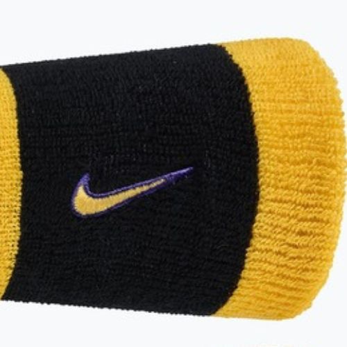 Fasce da polso Nike Swoosh Classic Doublewide Wristbands 2 pezzi black/court purple university gold