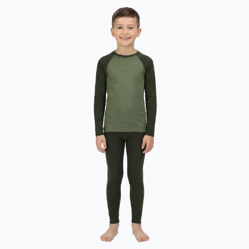 Completo termico per bambini WOOLCANO Merino SET0982 khaki