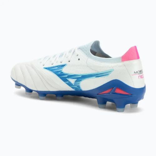 Scarpe da calcio uomo Mizuno Morelia Neo IV Β Elite MD white/tanager turquoise/pink tetra