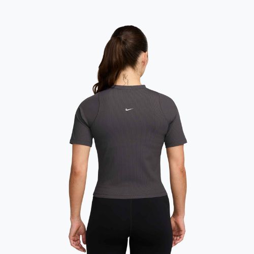 T-shirt donna Nike Zenvy Rib Dri-Fit thunder grey/white
