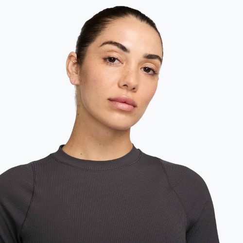 T-shirt donna Nike Zenvy Rib Dri-Fit thunder grey/white