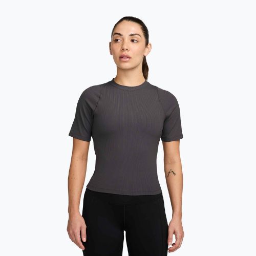 T-shirt donna Nike Zenvy Rib Dri-Fit thunder grey/white