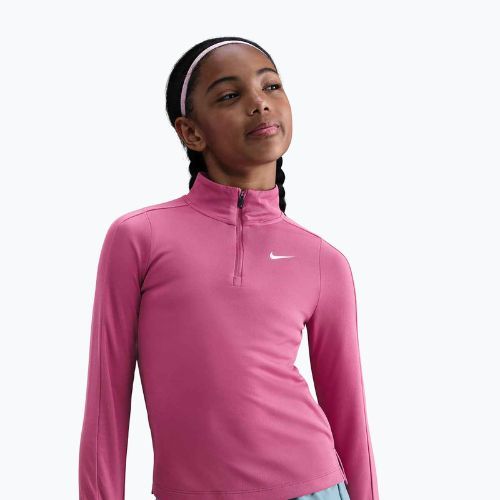 Maglia a maniche lunghe da allenamento per bambini Nike Dri-Fit 1/4 Zip sweet beet/white
