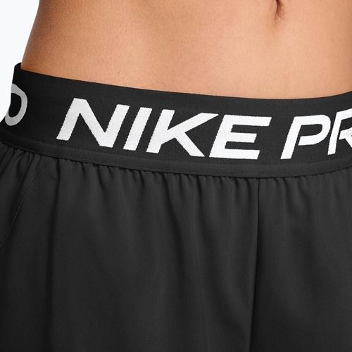 Spodenki treningowe damskie Nike Pro Dri-Fit Mid-Rise Brief-Lined 3" black/white